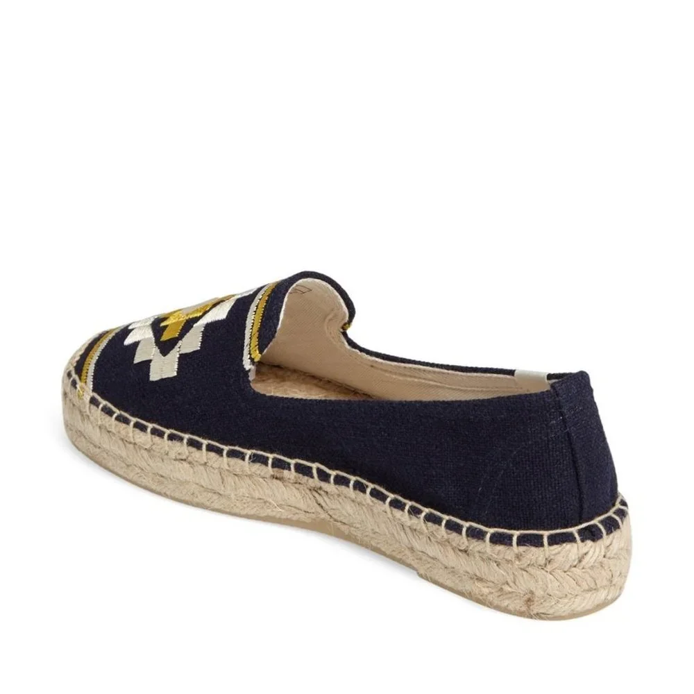 Soludos New Embroidered Platform Espadrilles SlipOn Flats Shoes Women's 9.5